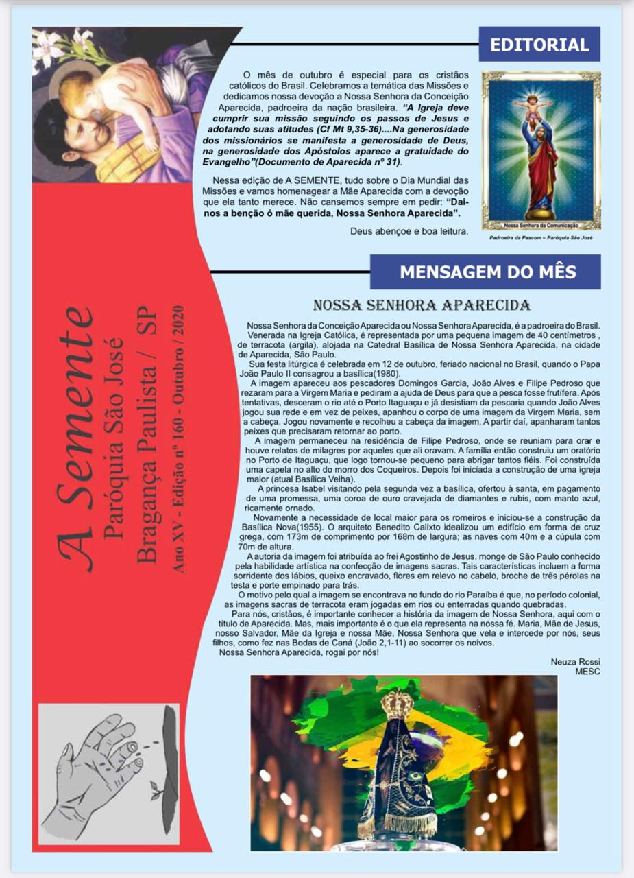 Jornal a Semente Outubro Capa